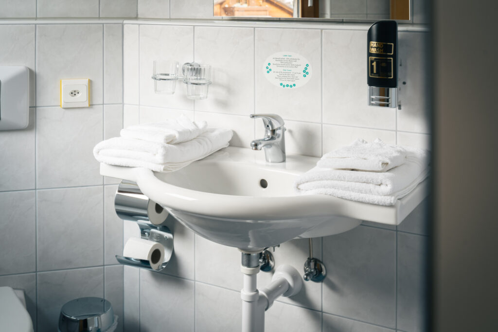 Sink and toilet in our double rooms