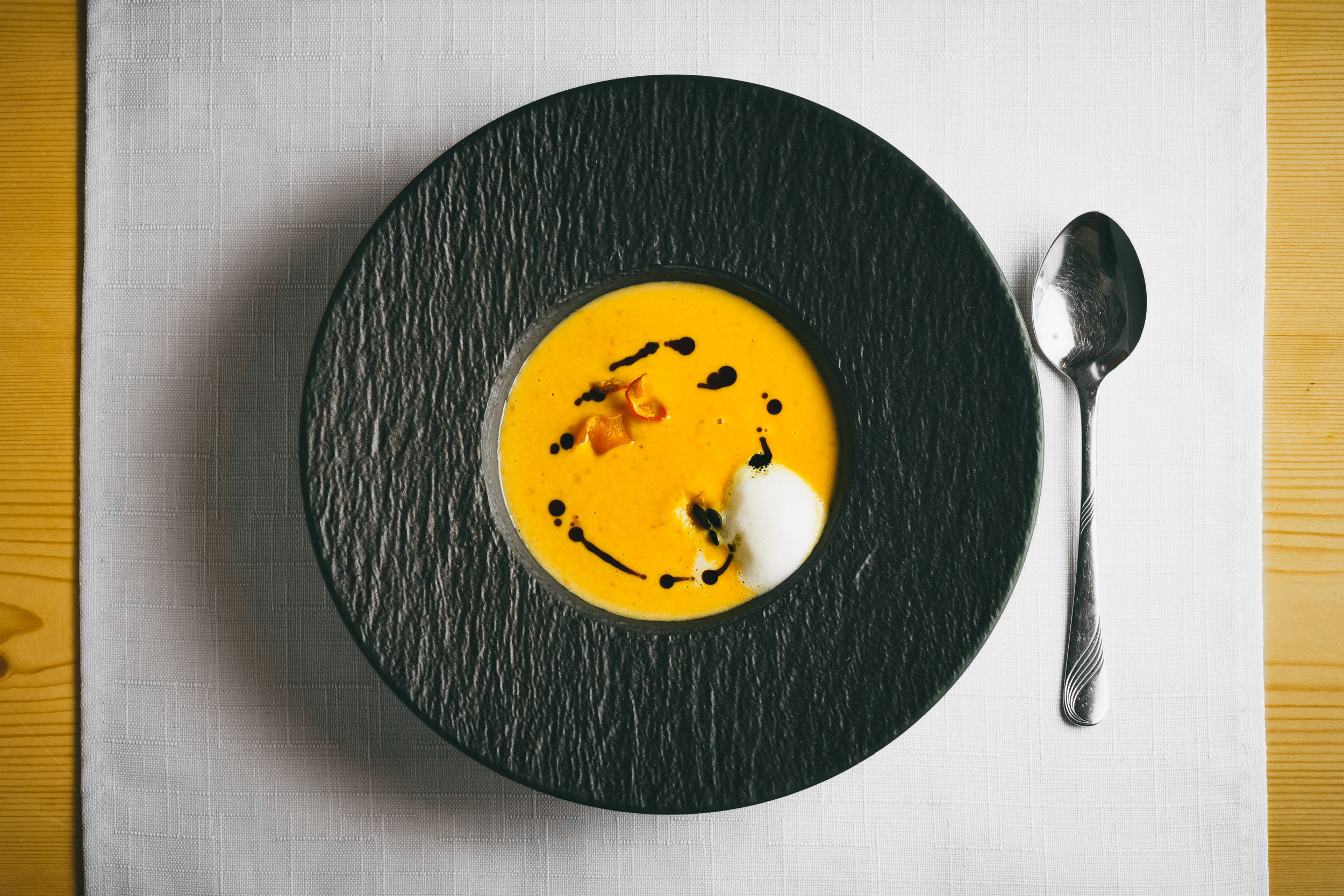 Dish: Pumpkin cream soup "Alpina style" with pumpkins from our own garden – Brigels